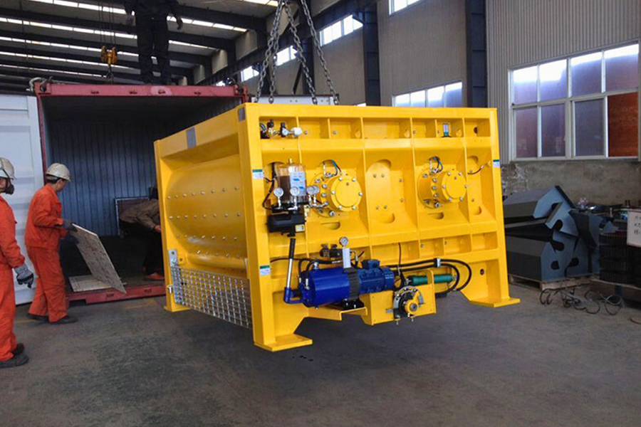 Containerized concrete batching plant twin shaft mixer delivery-Henan Hengyuan