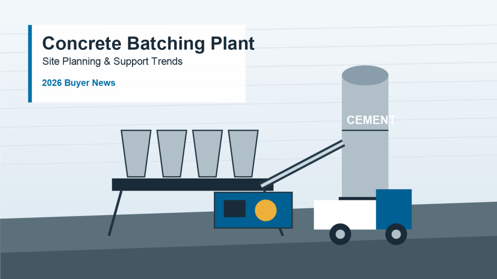 Concrete batching plant site planning and service support news graphic