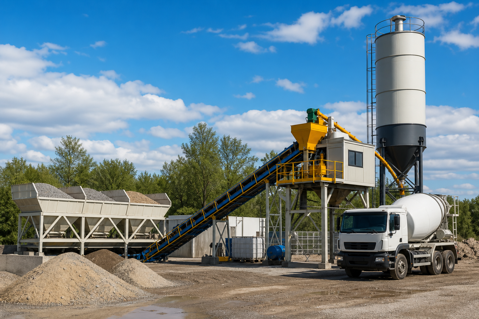 Mobile concrete batching plant for small and medium construction projects